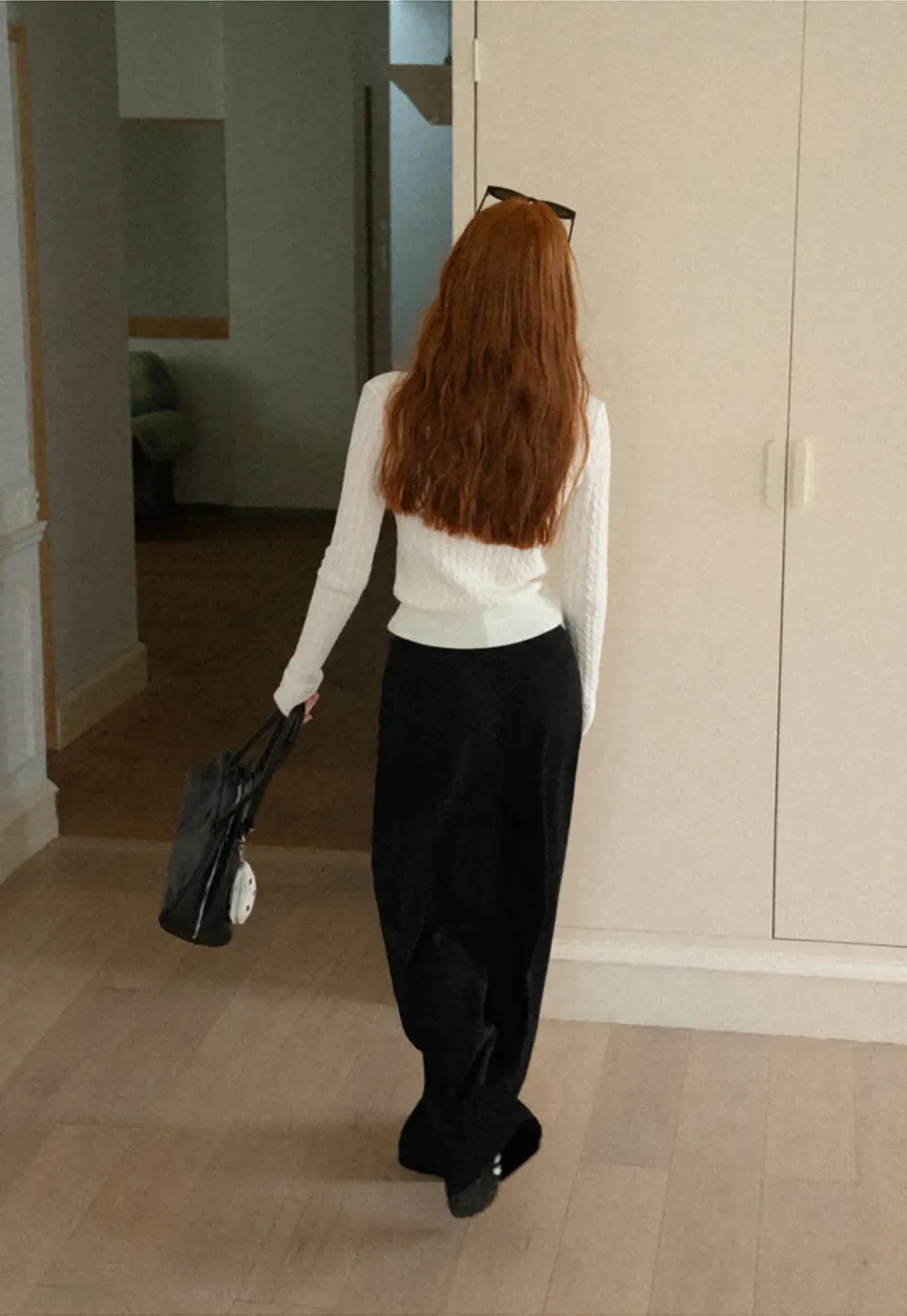 V Neck Cable Knit Long Sleeve Sweater