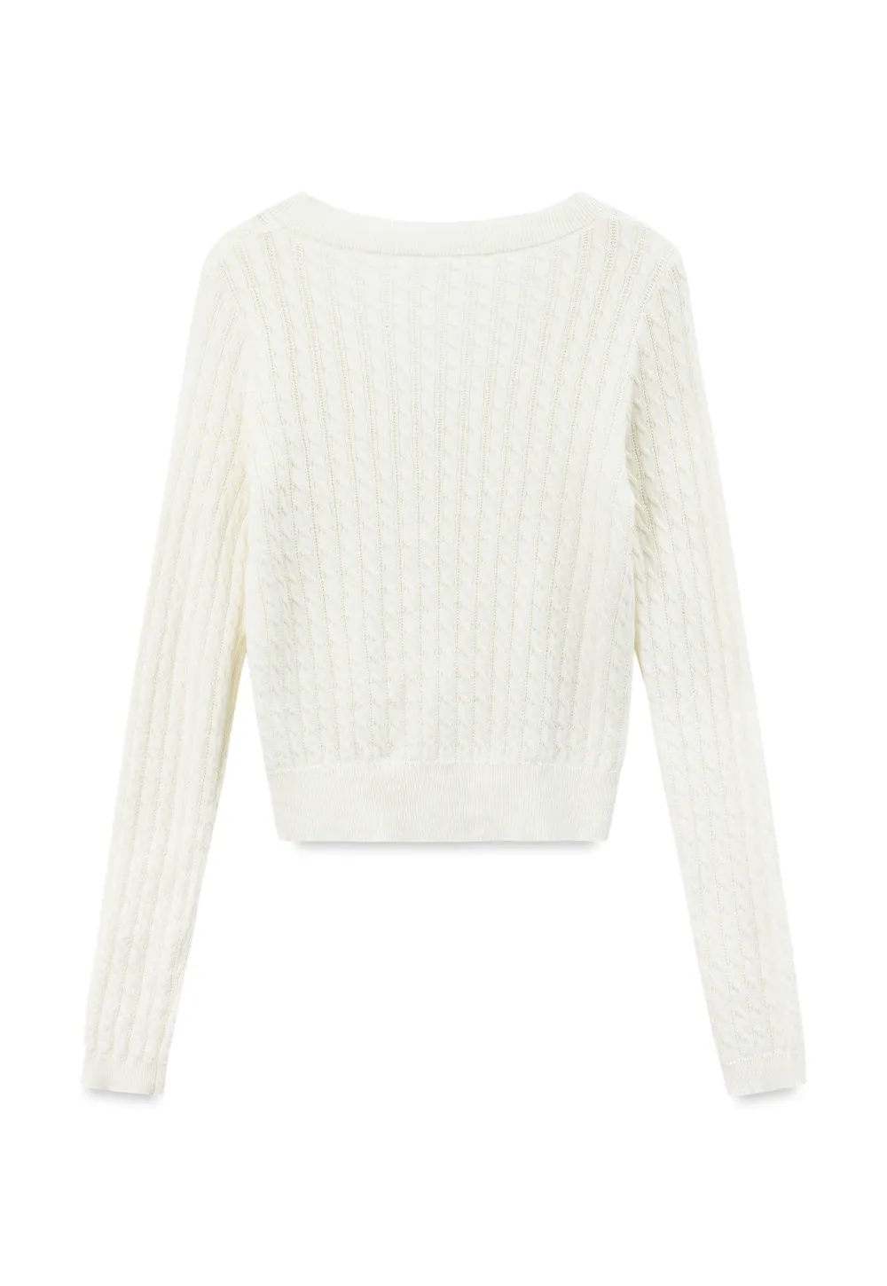 V Neck Cable Knit Long Sleeve Sweater