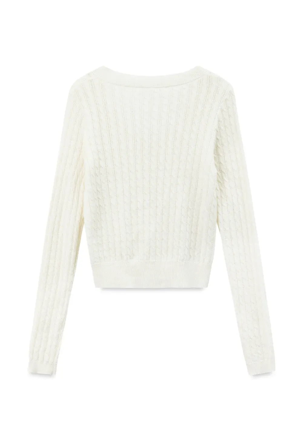 V Neck Cable Knit Long Sleeve Sweater