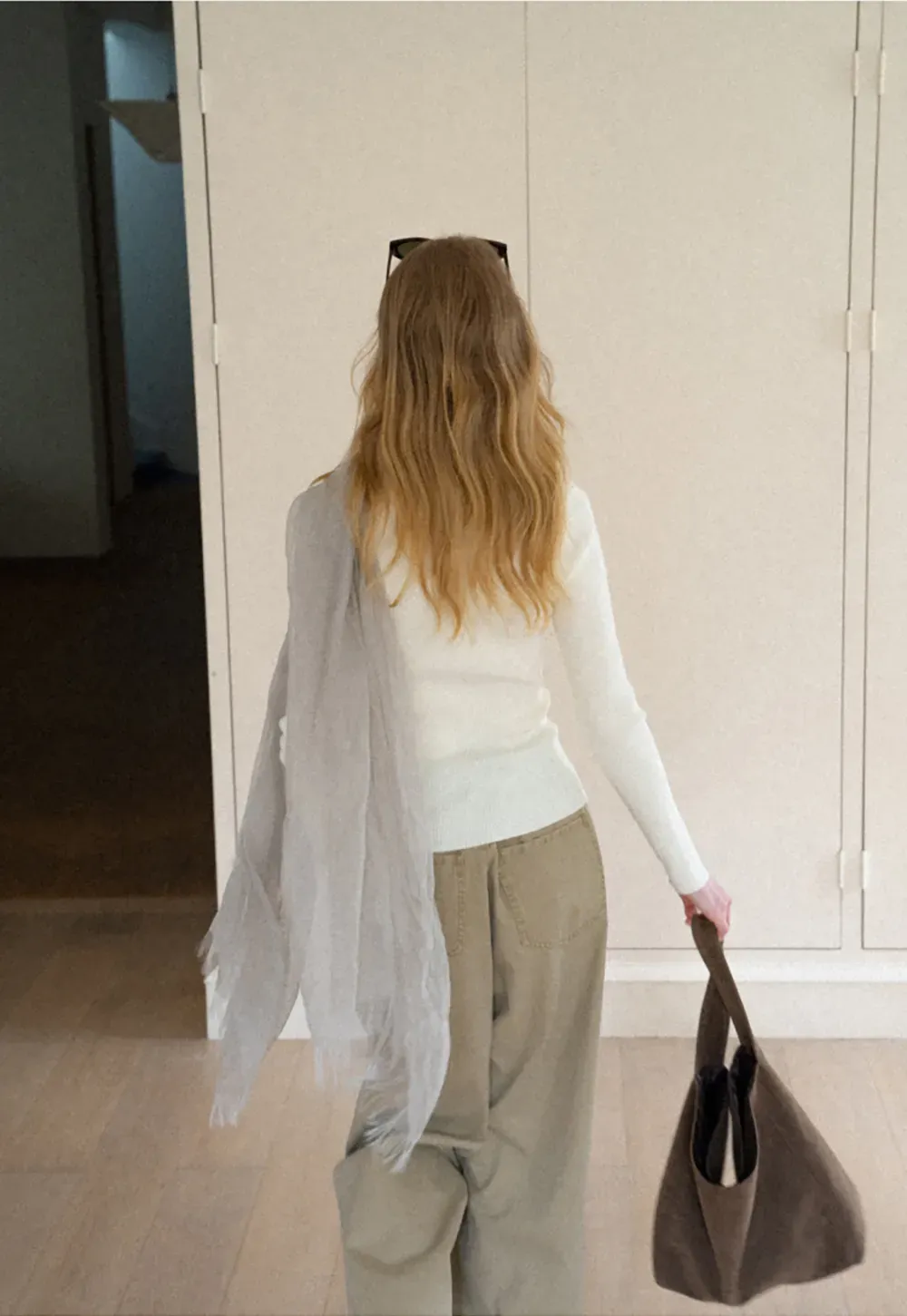 Ribbed Knit Square Neck Long Sleeve Top