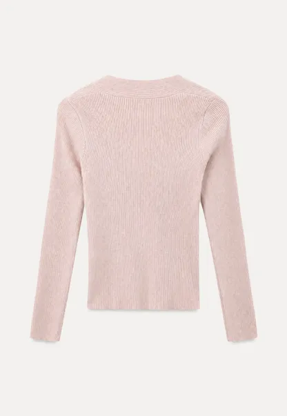 Ribbed Knit Square Neck Long Sleeve Top