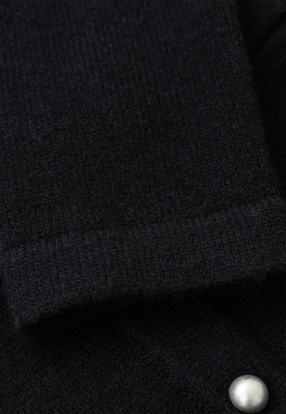 Pearl Button Trim Cropped Wool Knit Cardigan
