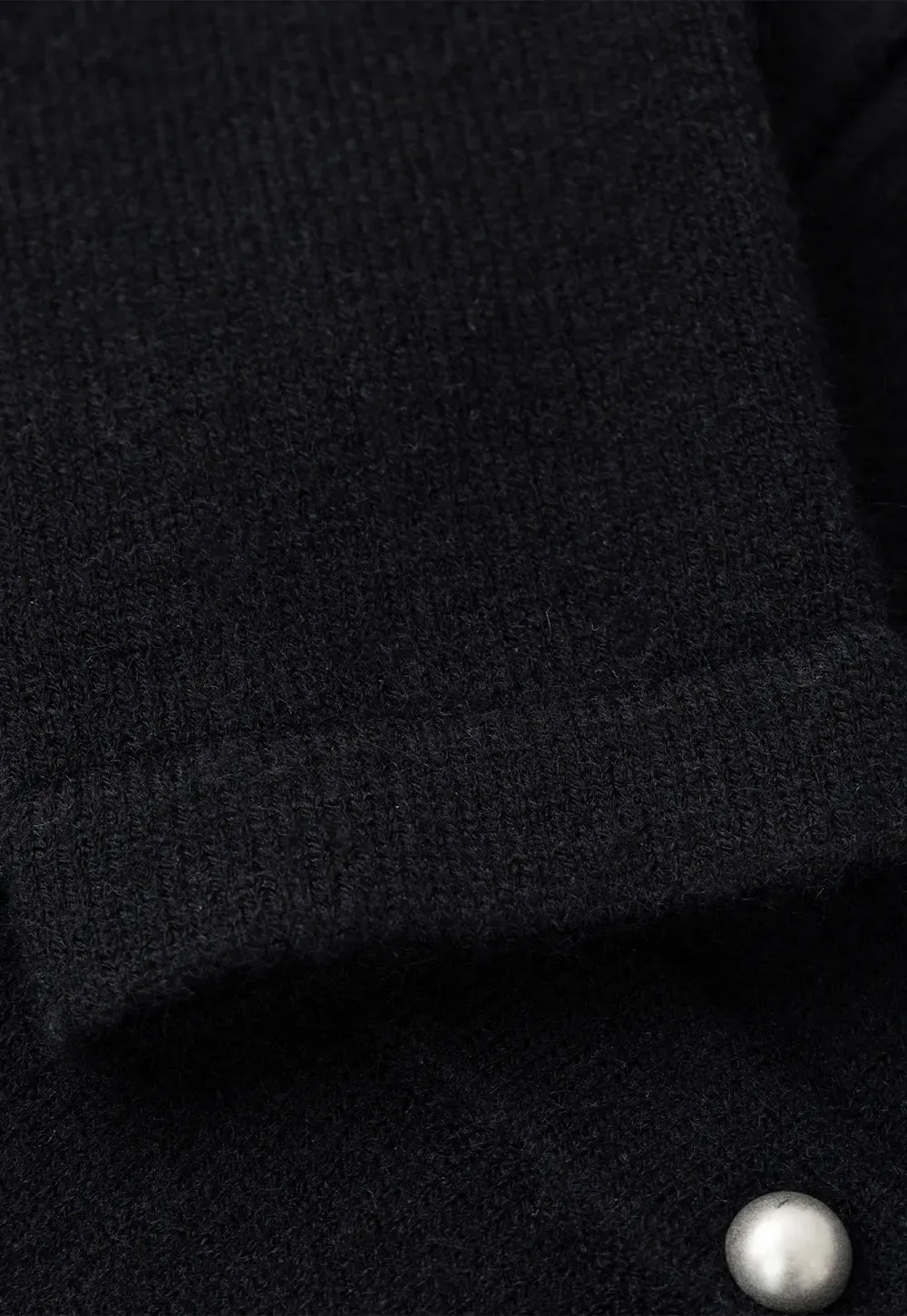 Pearl Button Trim Cropped Wool Knit Cardigan