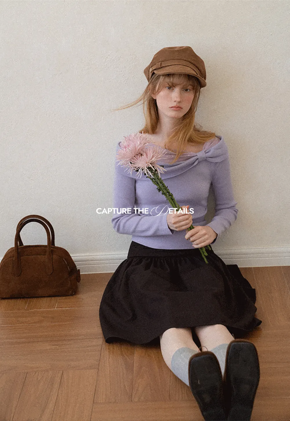 Off Shoulder Draped Neck Woolen Knit Sweater
