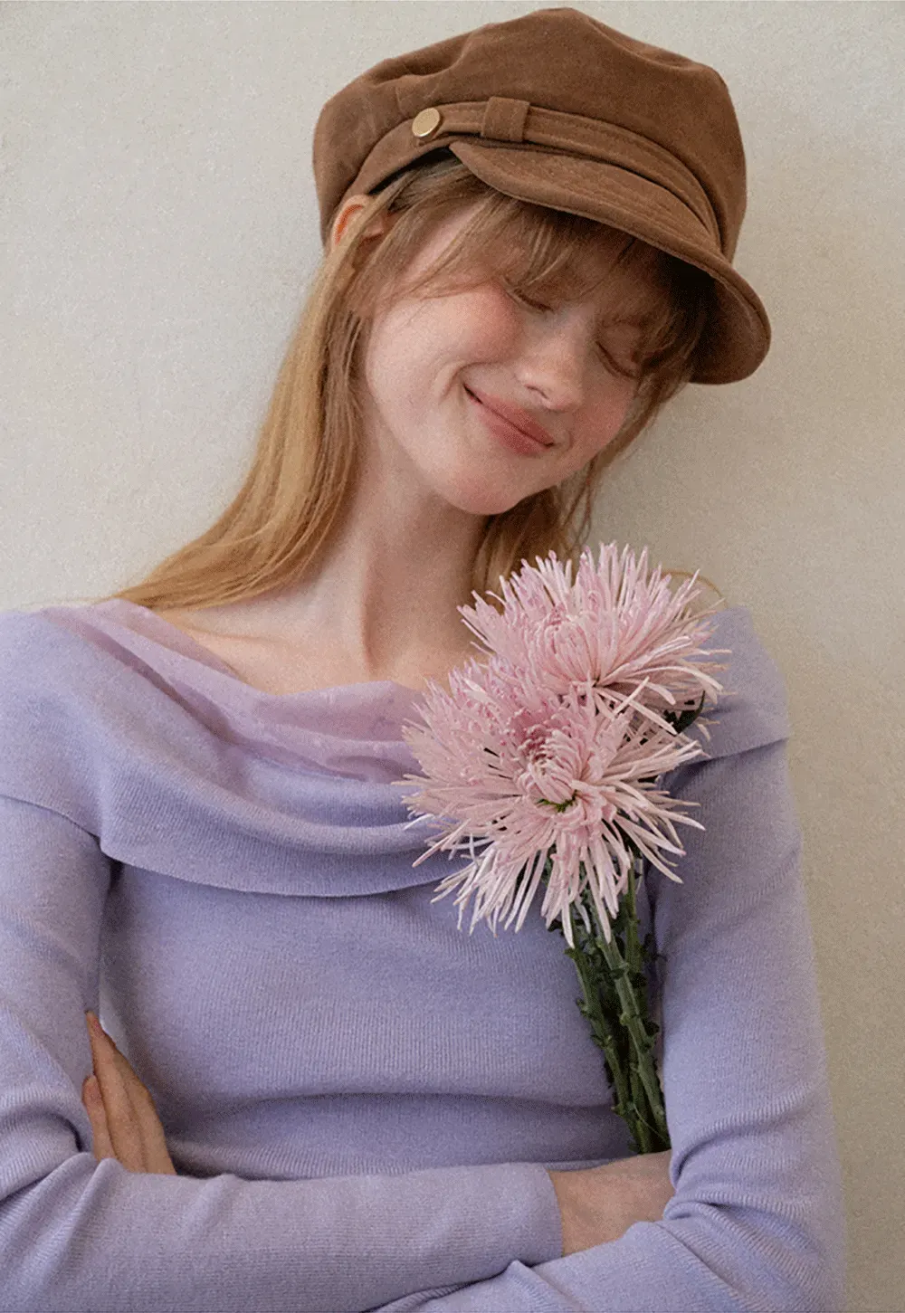 Off Shoulder Draped Neck Woolen Knit Sweater