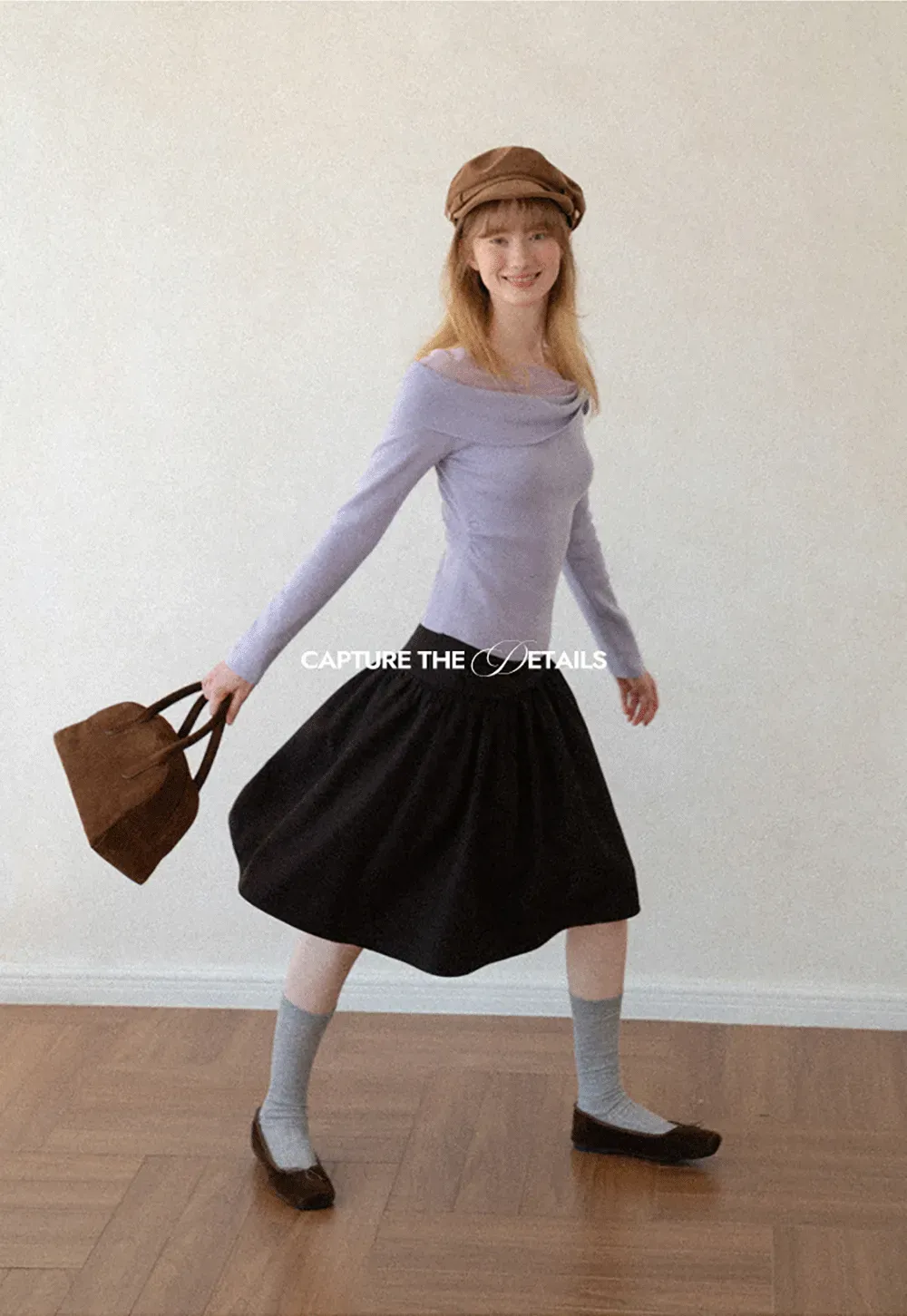 Off Shoulder Draped Neck Woolen Knit Sweater