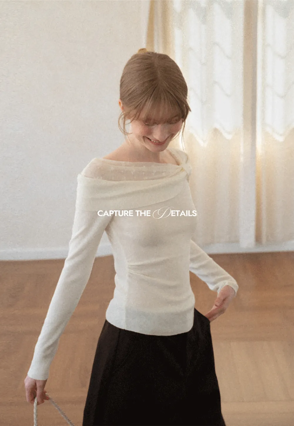 Off Shoulder Draped Neck Woolen Knit Sweater