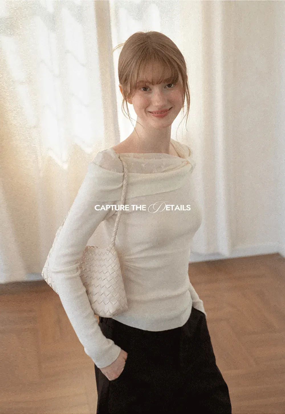 Off Shoulder Draped Neck Woolen Knit Sweater