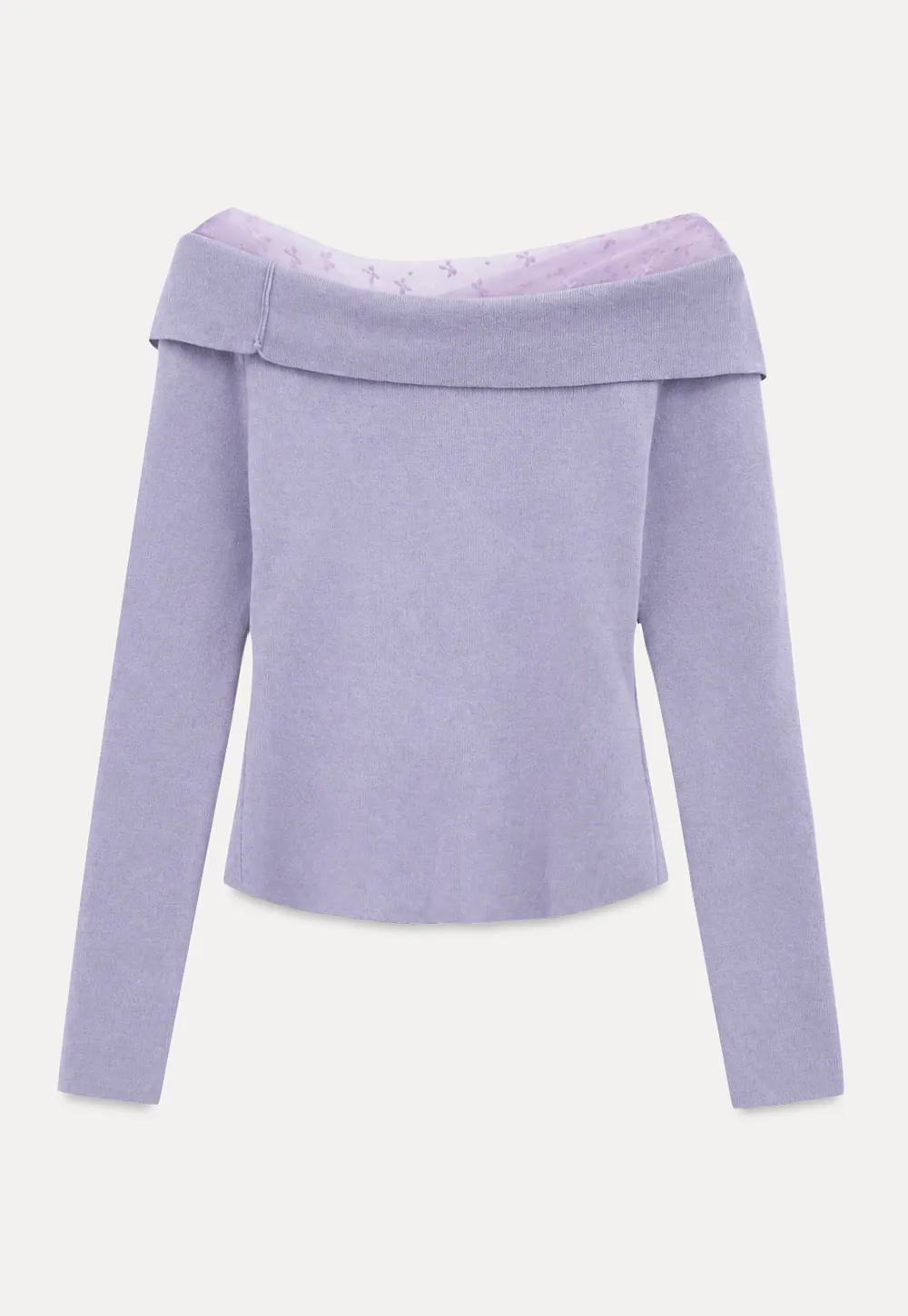 Off Shoulder Draped Neck Woolen Knit Sweater