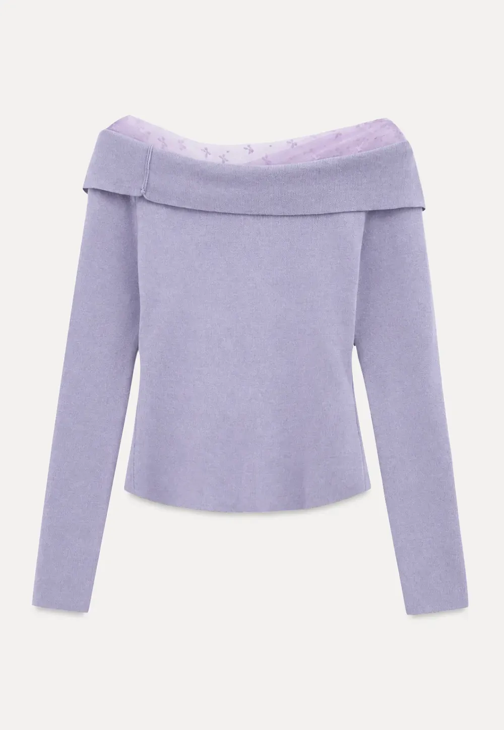 Off Shoulder Draped Neck Woolen Knit Sweater