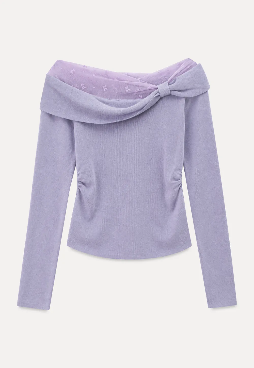Off Shoulder Draped Neck Woolen Knit Sweater