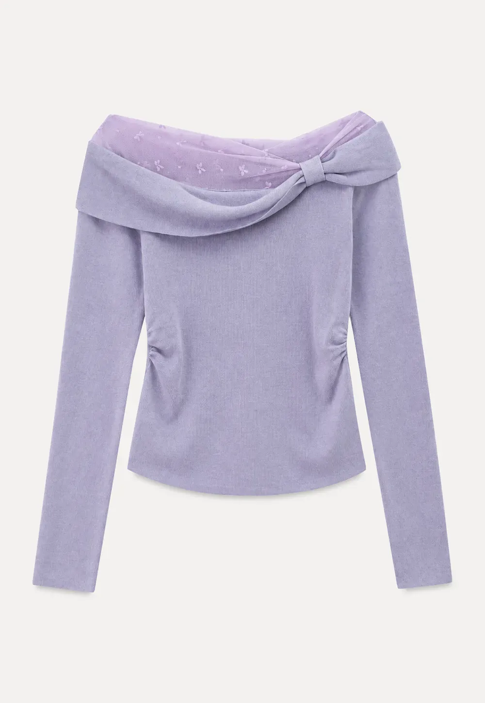 Off Shoulder Draped Neck Woolen Knit Sweater