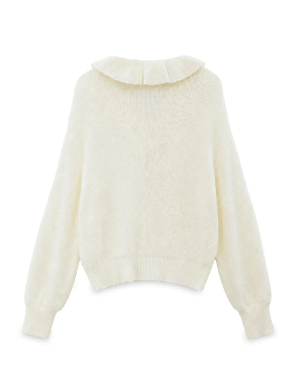 Ruffled V Neck Knit Sweater