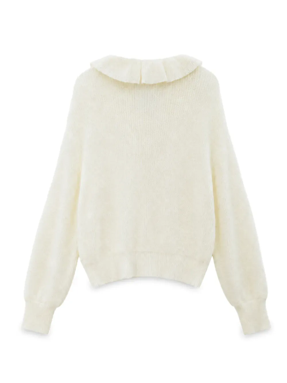 Ruffled V Neck Knit Sweater
