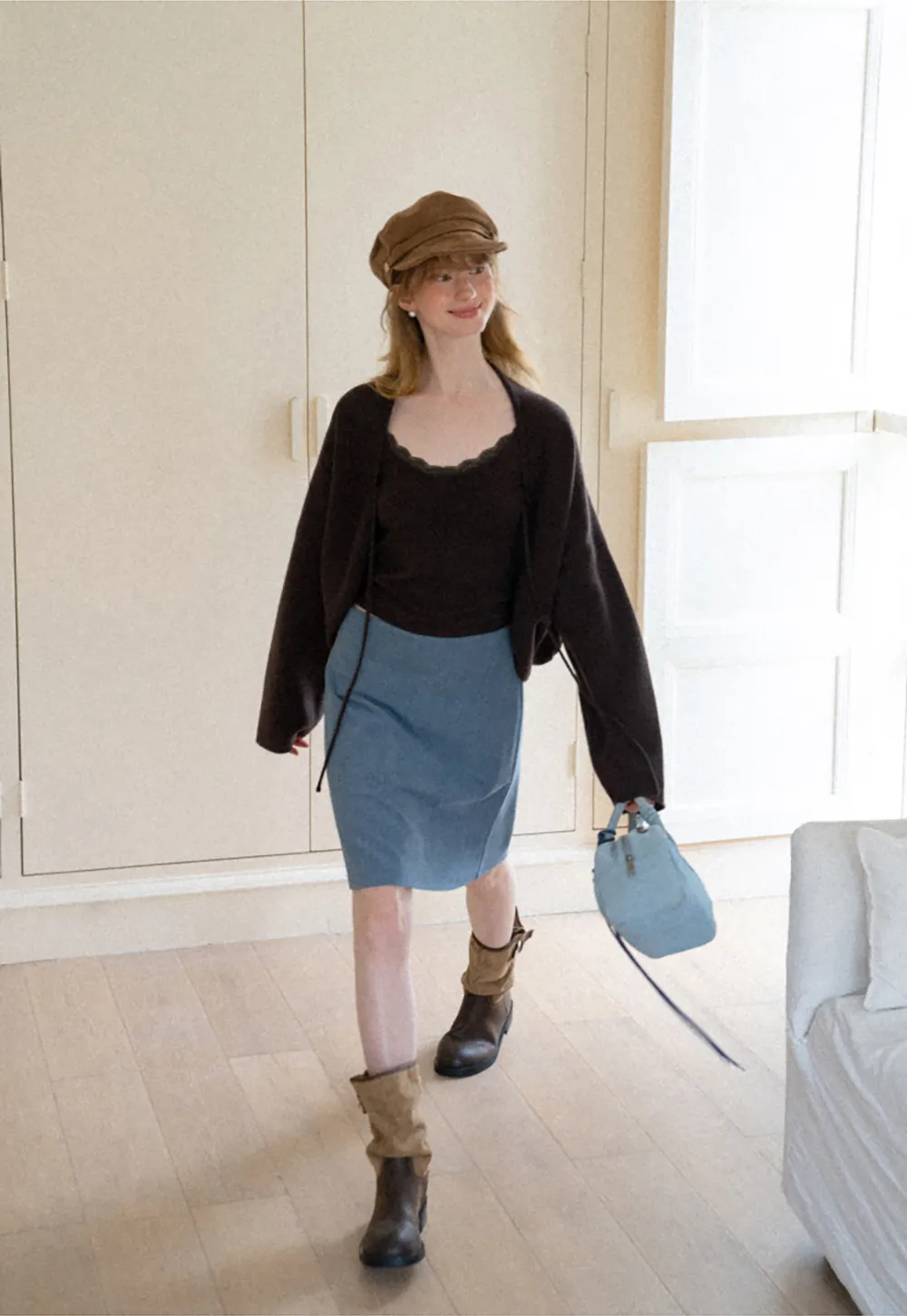 Oversized Cardigan with Drawstring Top Woolen Knit Sweater