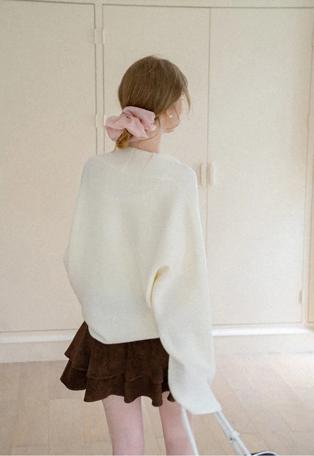 Oversized Cardigan with Drawstring Top Woolen Knit Sweater