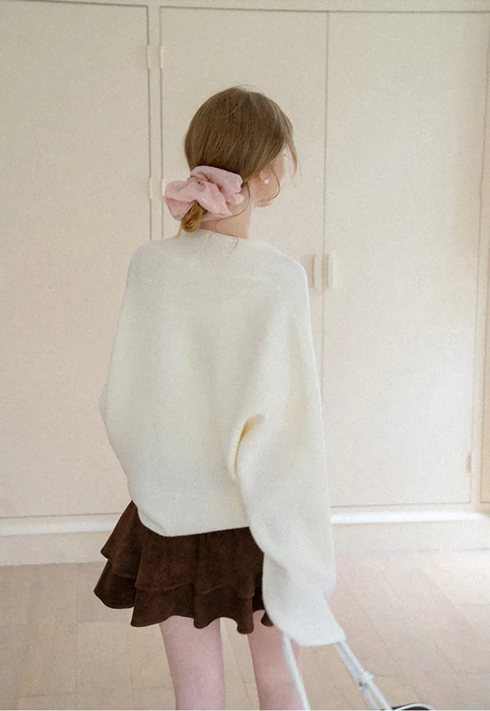 Oversized Cardigan with Drawstring Top Woolen Knit Sweater