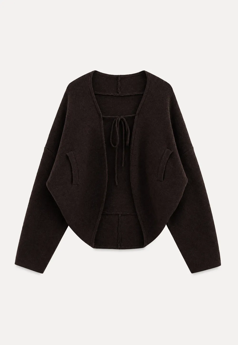 Oversized Cardigan with Drawstring Top Woolen Knit Sweater