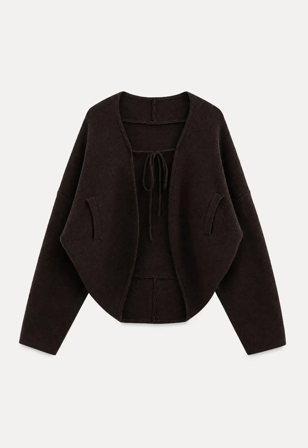 Oversized Cardigan with Drawstring Top Woolen Knit Sweater
