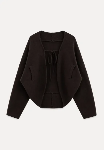 Oversized Cardigan with Drawstring Top Woolen Knit Sweater