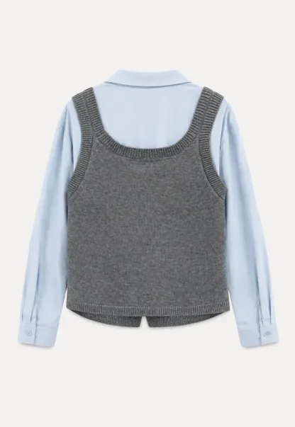 V Neck Knit Vest with Front Tie Detail