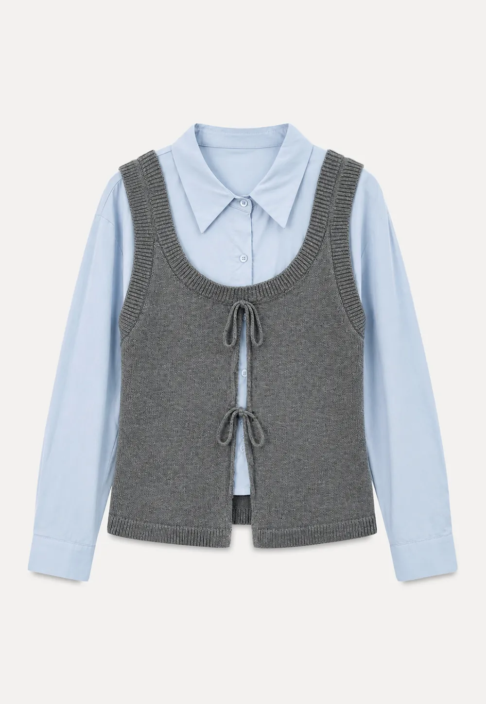 V Neck Knit Vest with Front Tie Detail