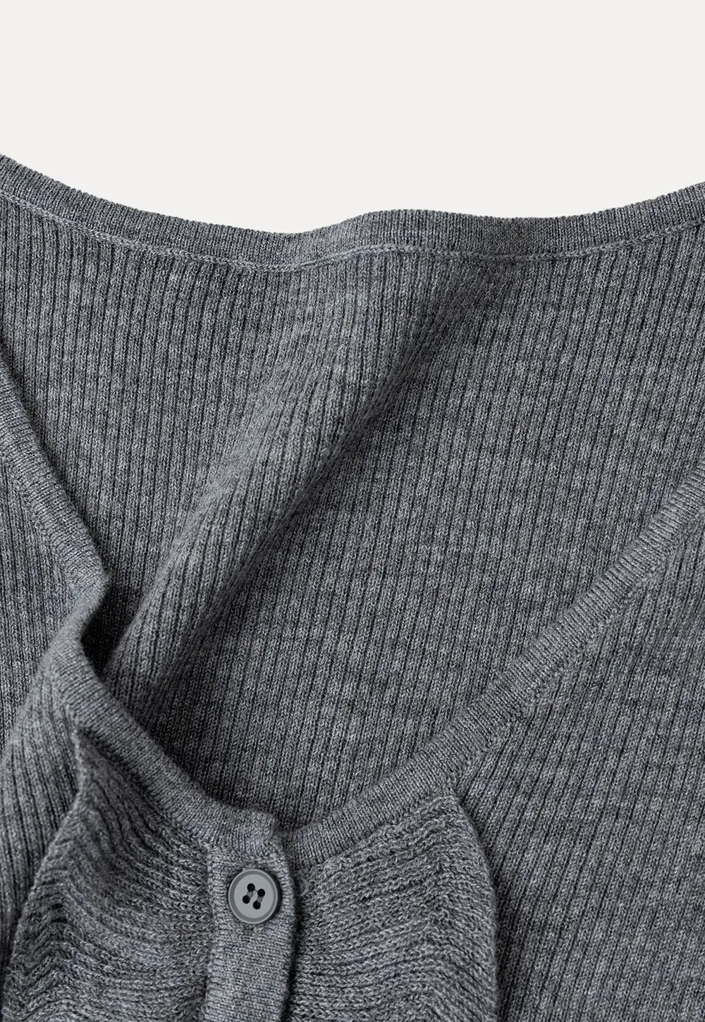 Ruffled Trim V Neck Long Sleeve Knit Sweater