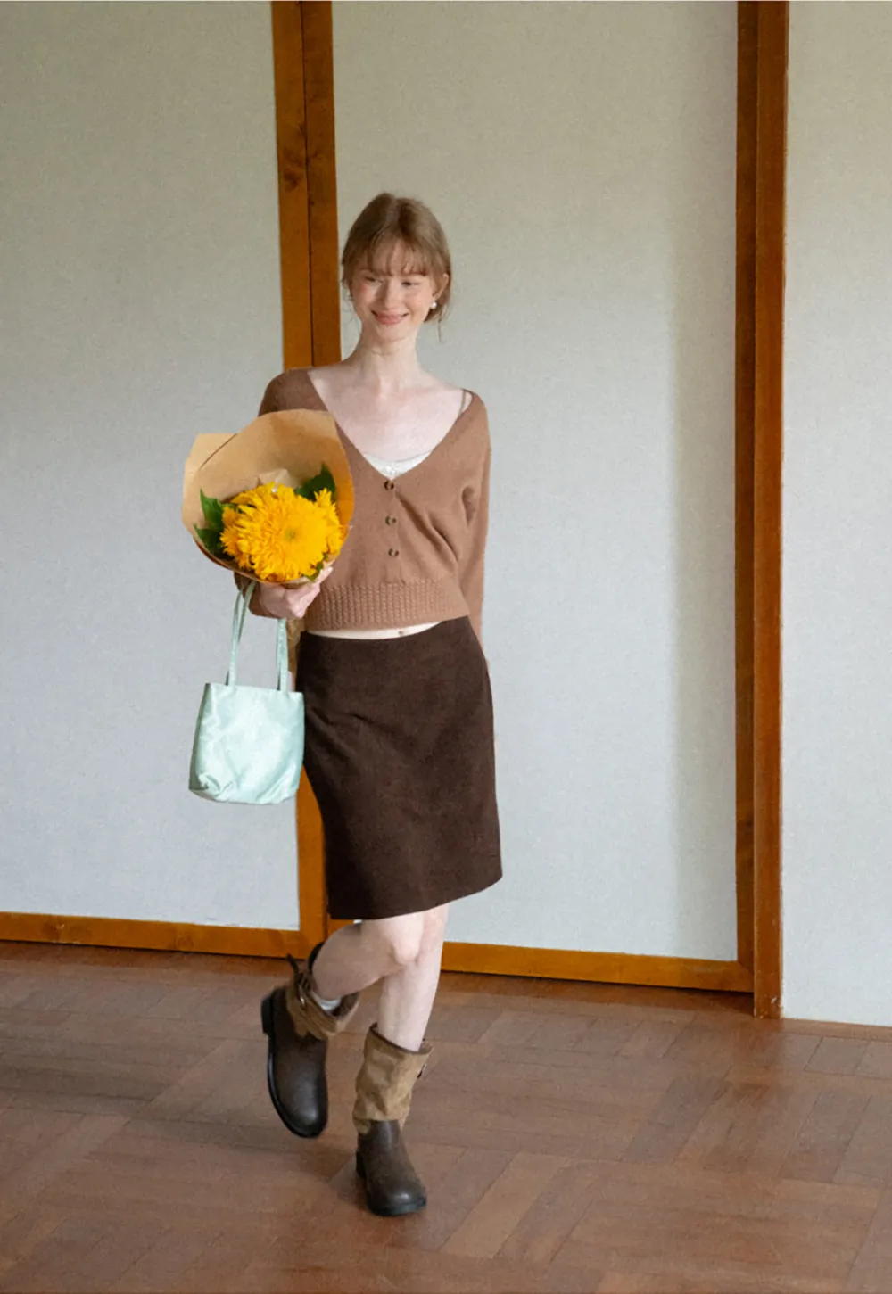 V Neck Button Front Ribbed Knit Sweater