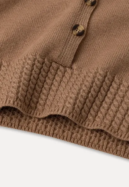 V Neck Button Front Ribbed Knit Sweater