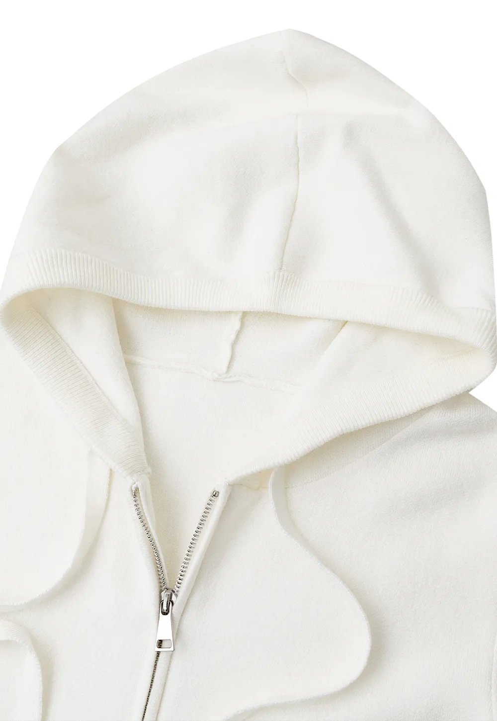 Hooded Zip Front Knit Sweater with Drawstring
