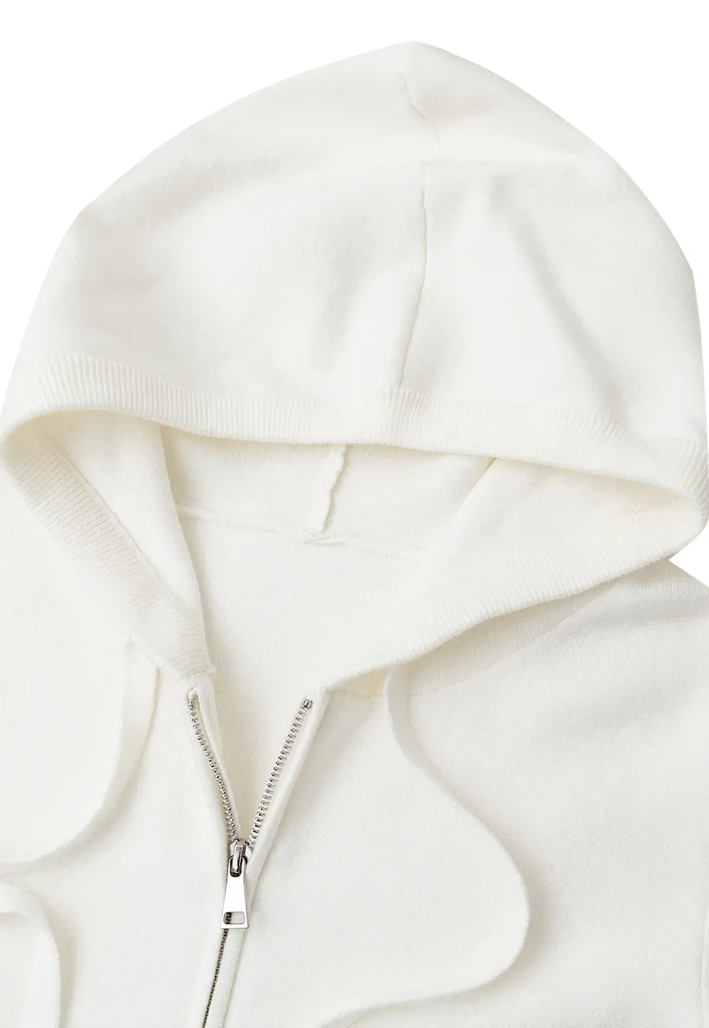 Hooded Zip Front Knit Sweater with Drawstring