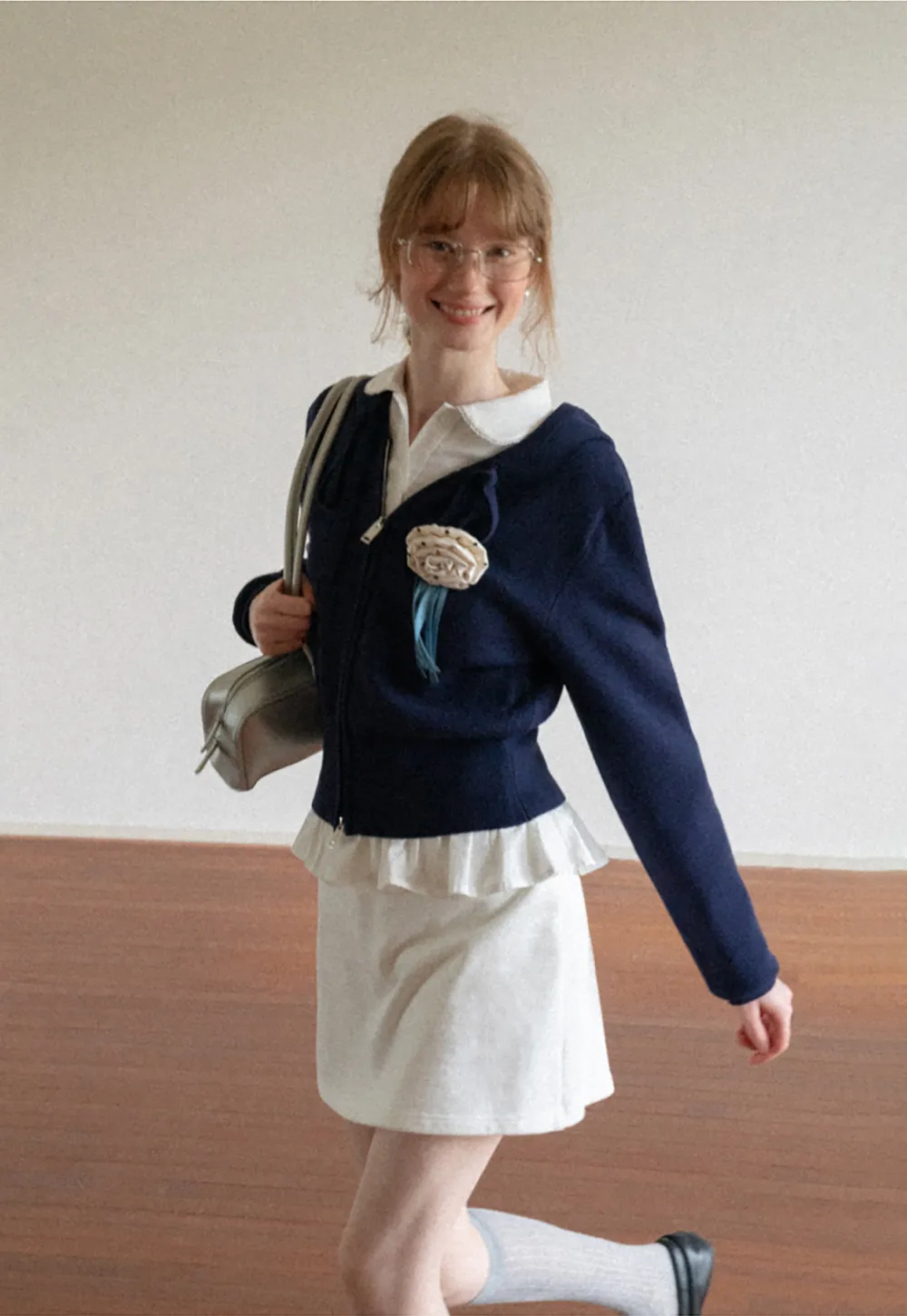 Hooded Zip Front Knit Sweater with Drawstring