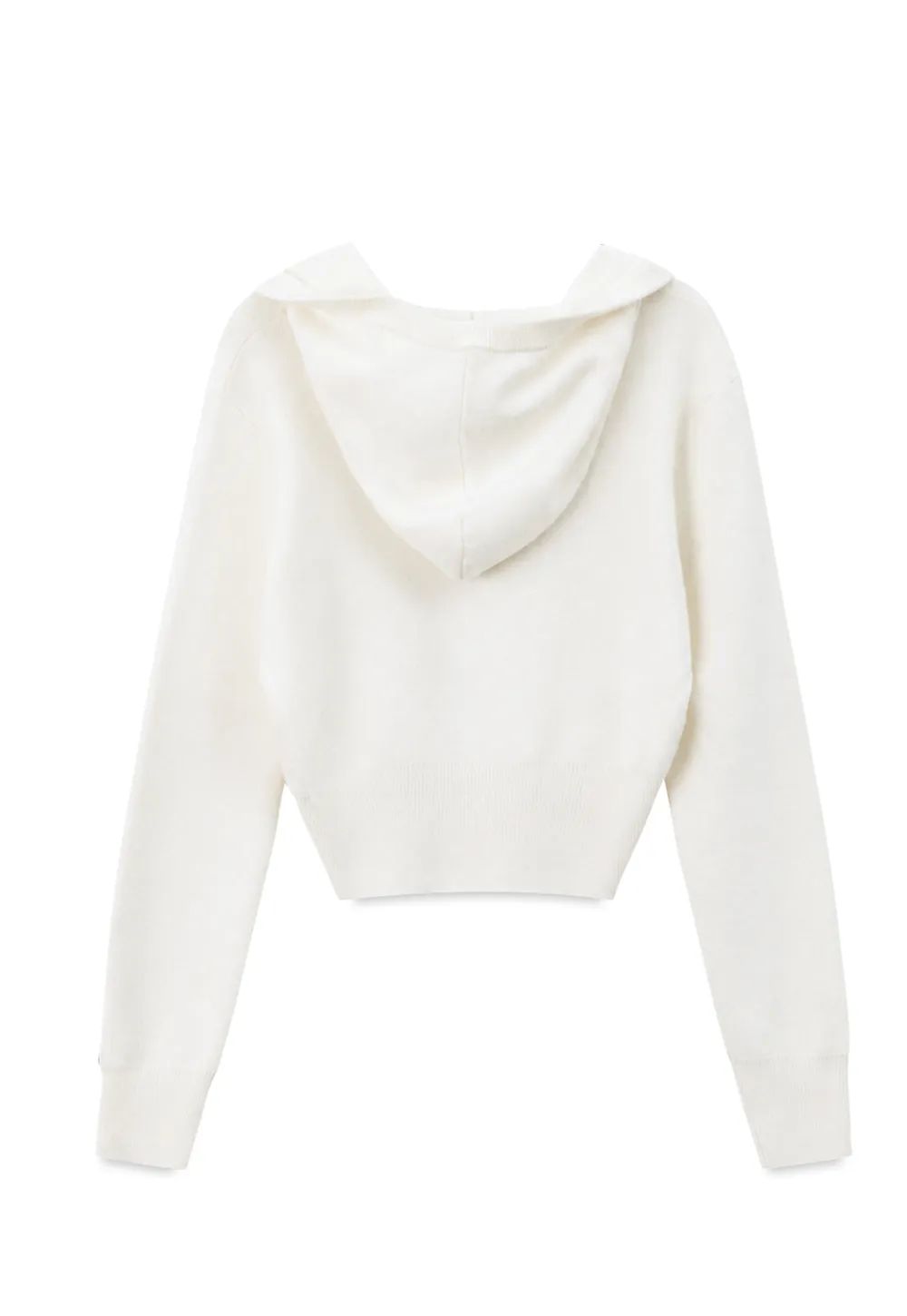 Hooded Zip Front Knit Sweater with Drawstring