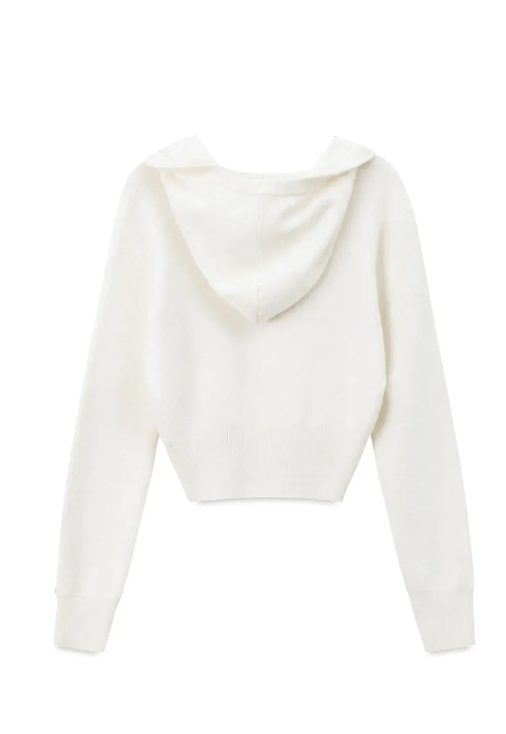 Hooded Zip Front Knit Sweater with Drawstring
