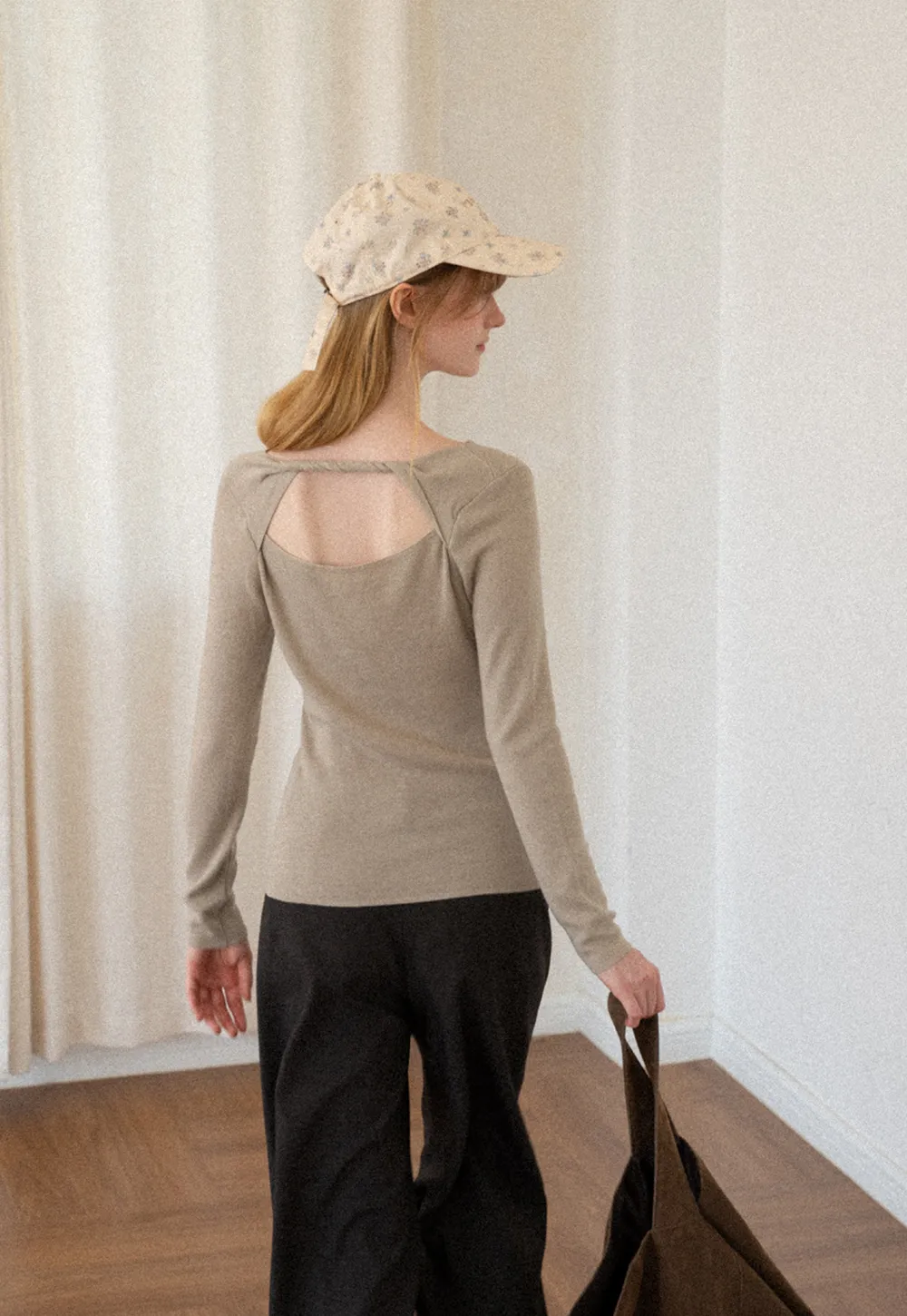 Open Back Long Sleeve Knit Sweater