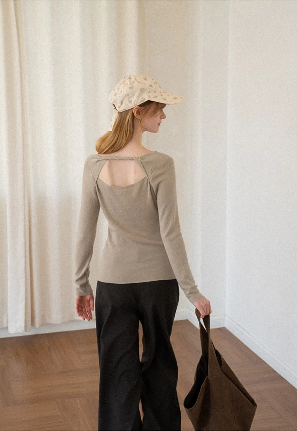 Open Back Long Sleeve Knit Sweater