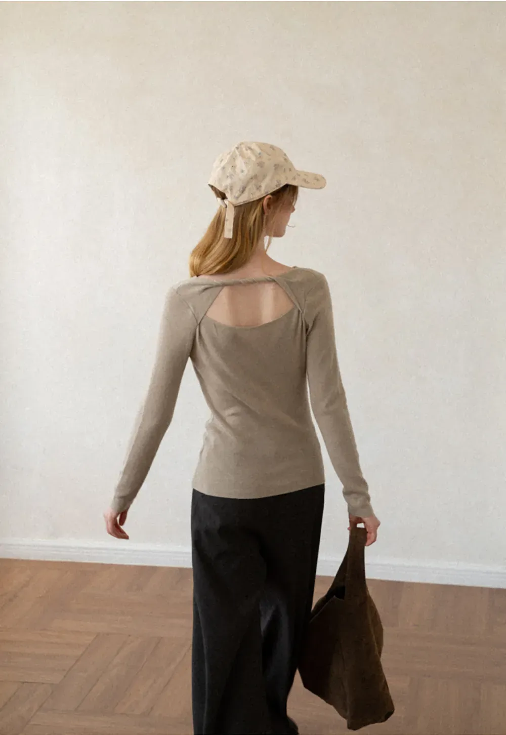 Open Back Long Sleeve Knit Sweater
