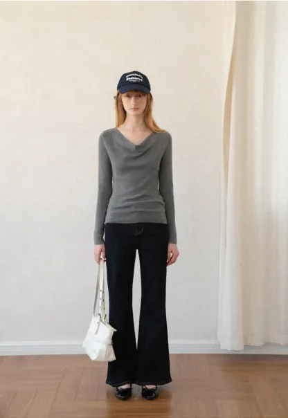 Open Back Long Sleeve Knit Sweater