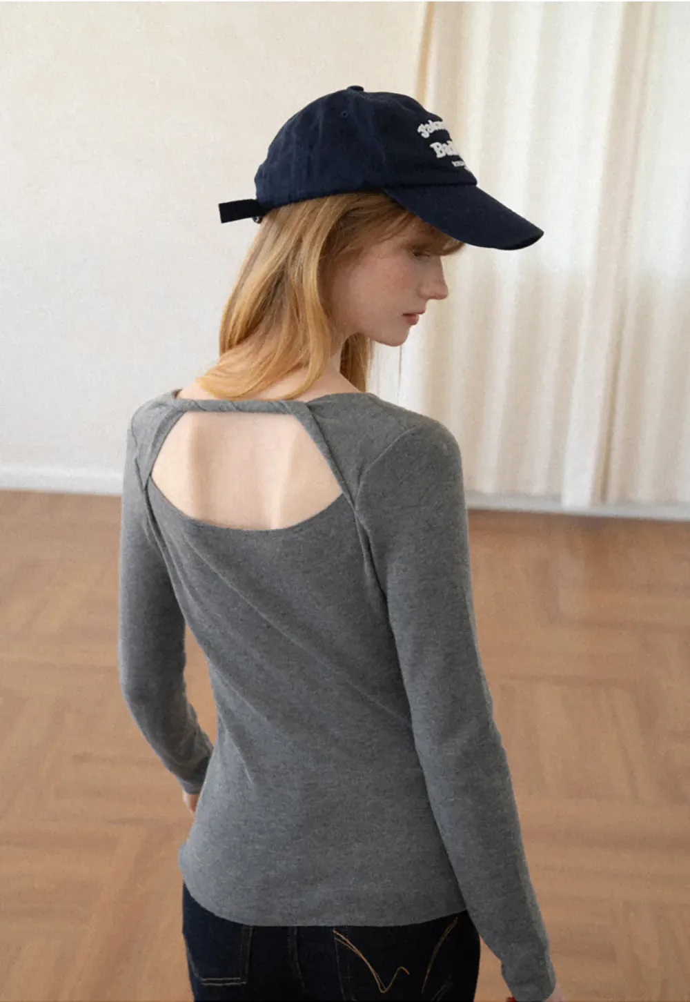 Open Back Long Sleeve Knit Sweater