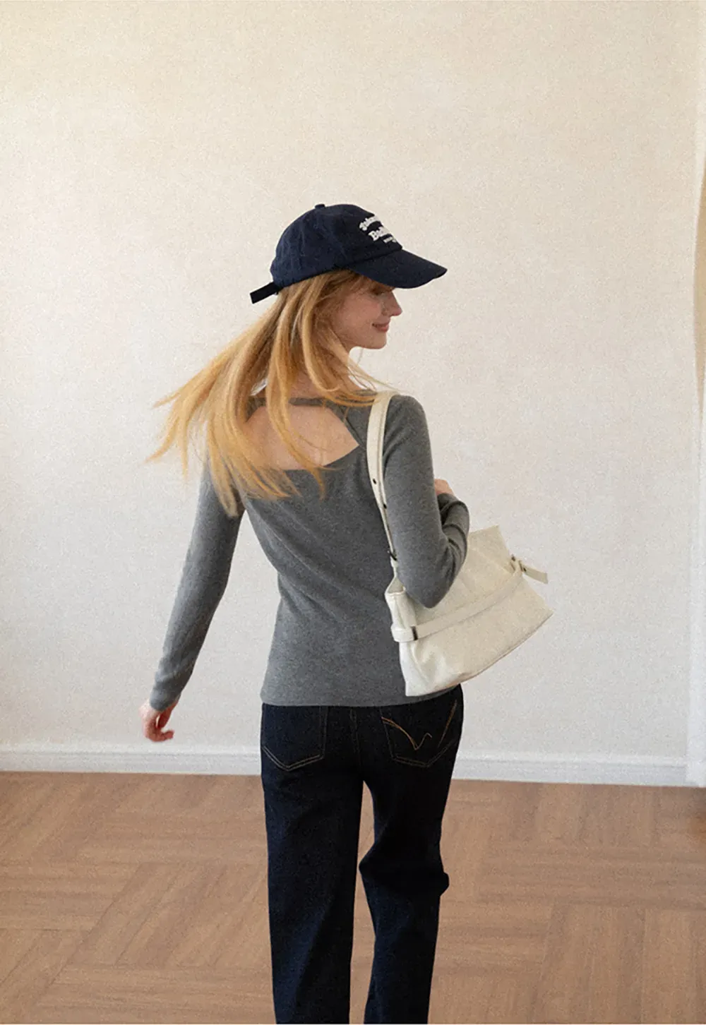 Open Back Long Sleeve Knit Sweater