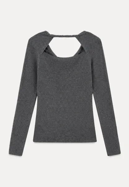 Open Back Long Sleeve Knit Sweater