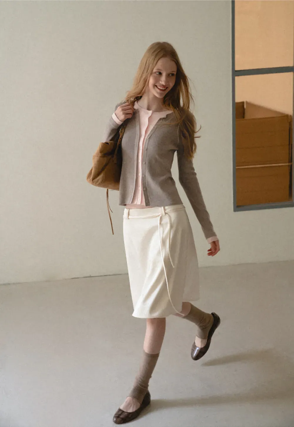 Cropped Cardigan with Button Front Woolen Knit Sweater