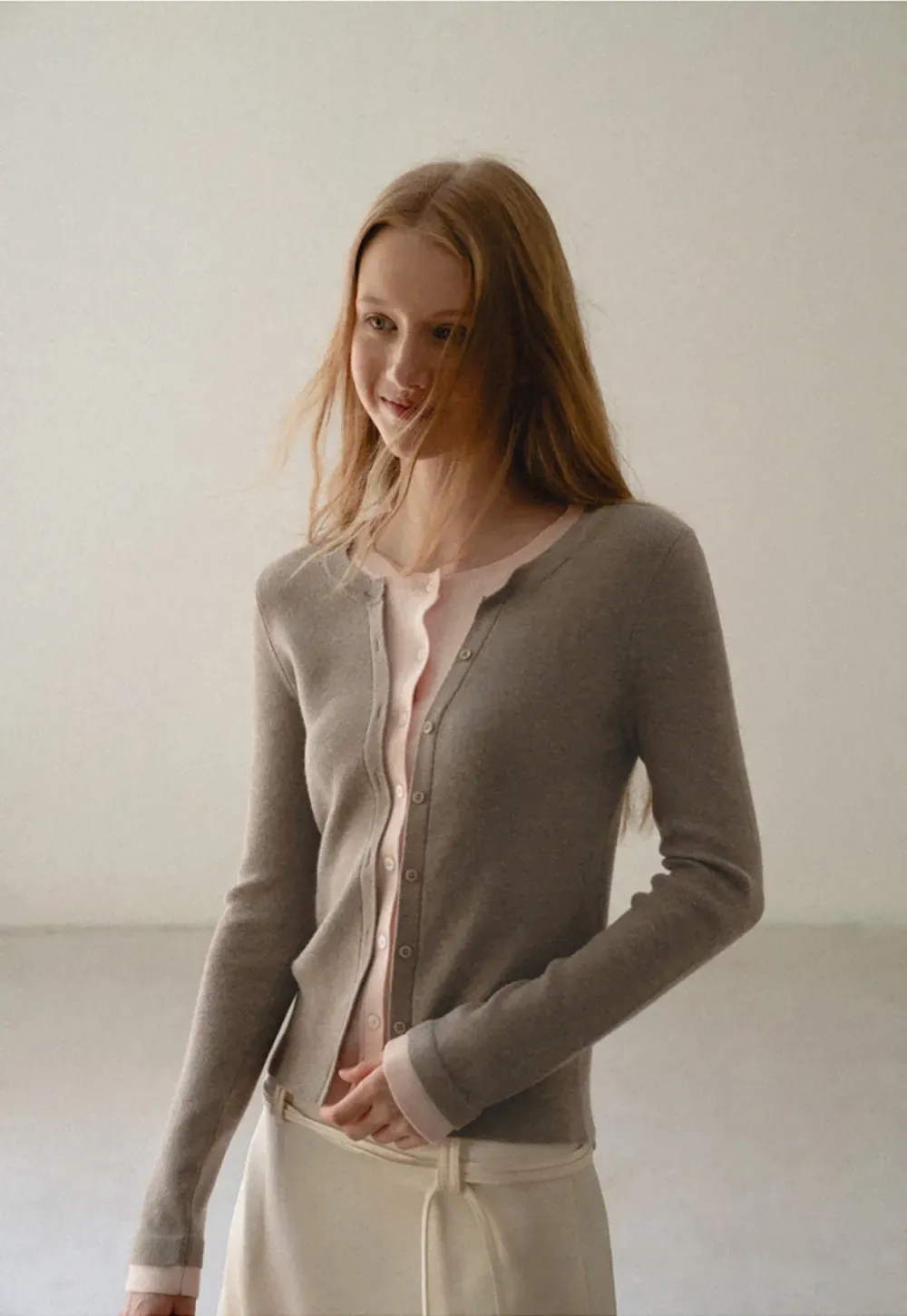 Cropped Cardigan with Button Front Woolen Knit Sweater