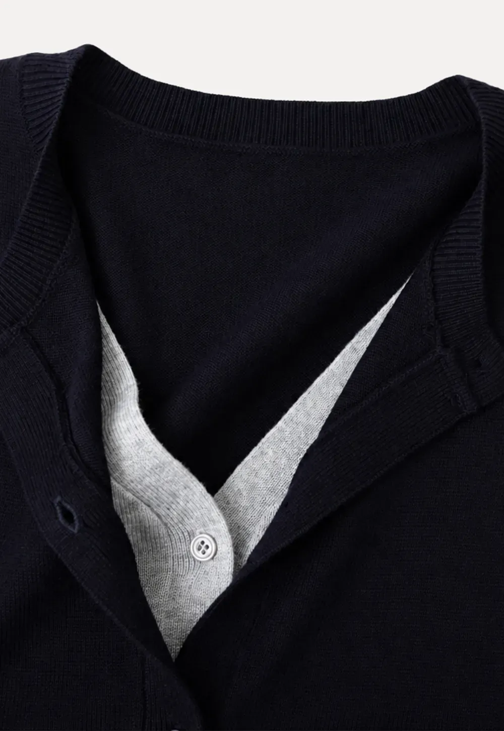 Button Front Cardigan with Contrasting Cuff Detail Woolen Knit Sweater