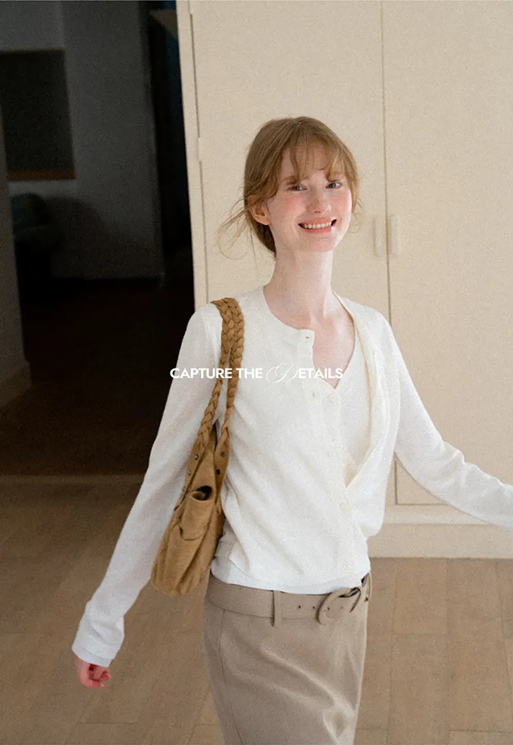 Button Front Cardigan with Contrasting Cuff Detail Woolen Knit Sweater
