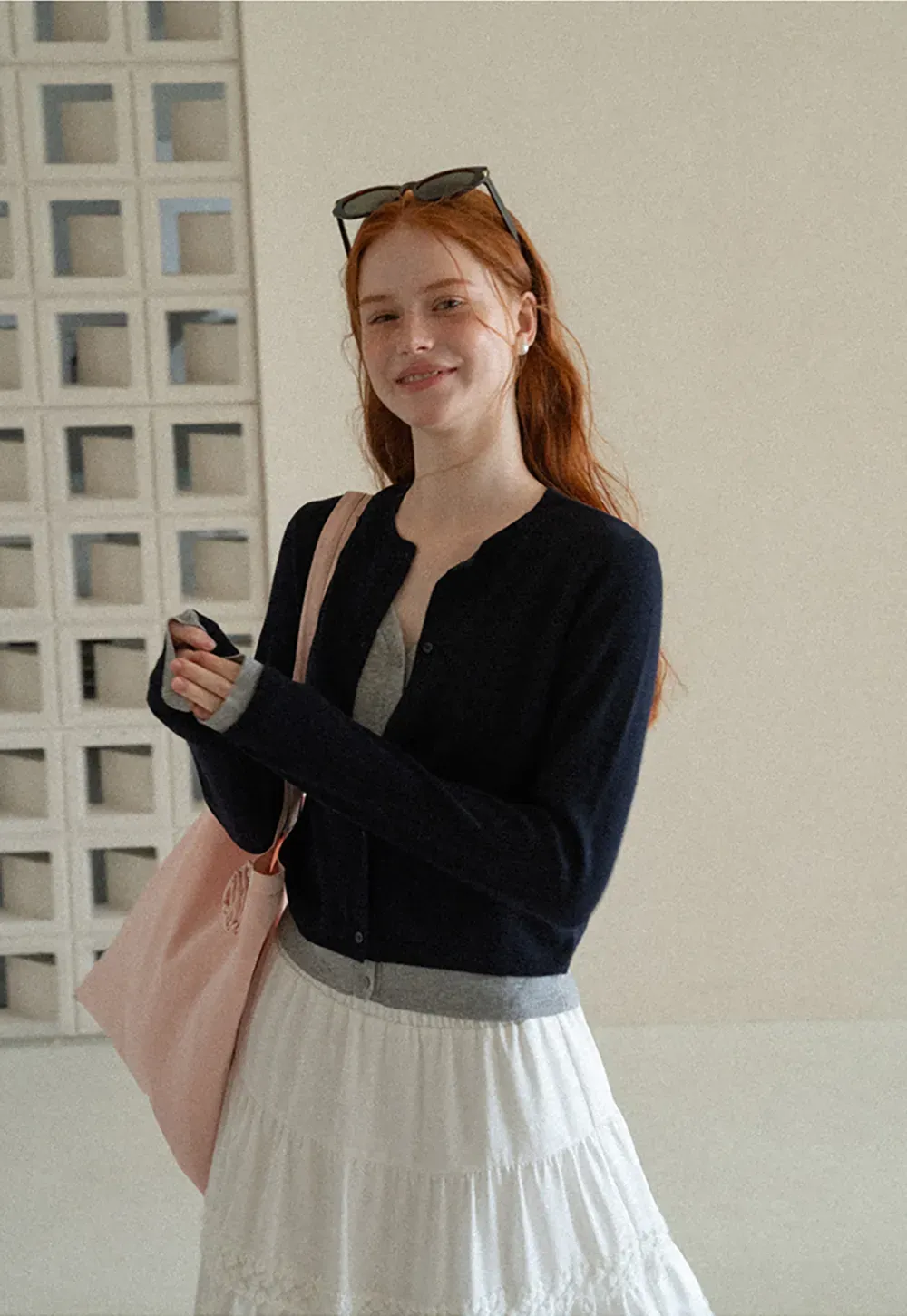 Button Front Cardigan with Contrasting Cuff Detail Woolen Knit Sweater
