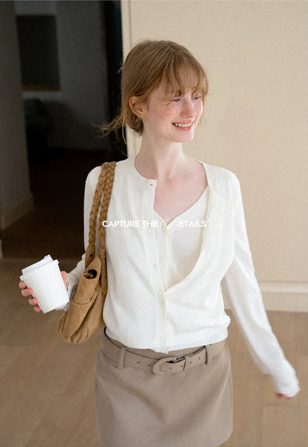 Button Front Cardigan with Contrasting Cuff Detail Woolen Knit Sweater
