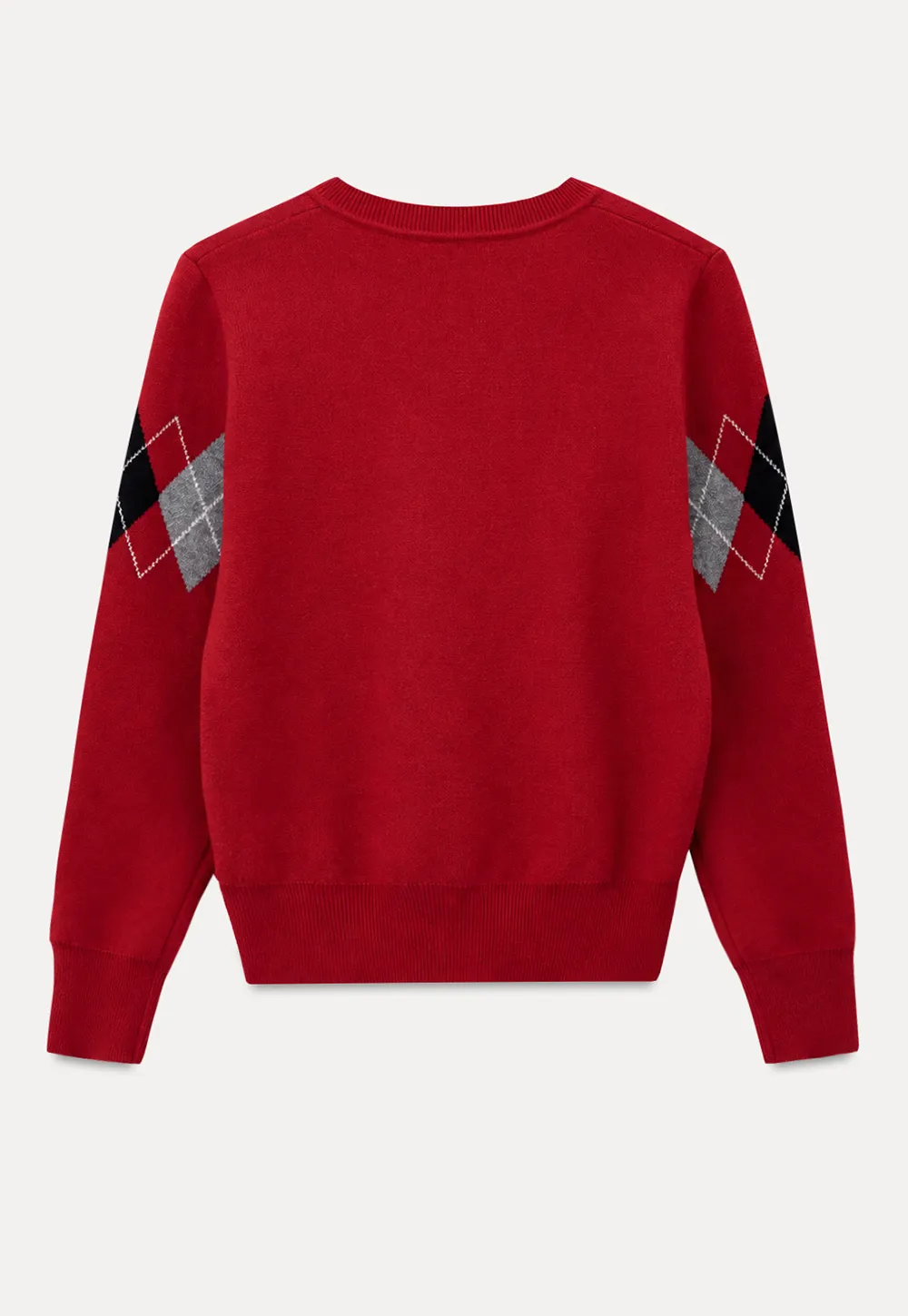 Argyle Pattern V Neck Wool Knit Sweater