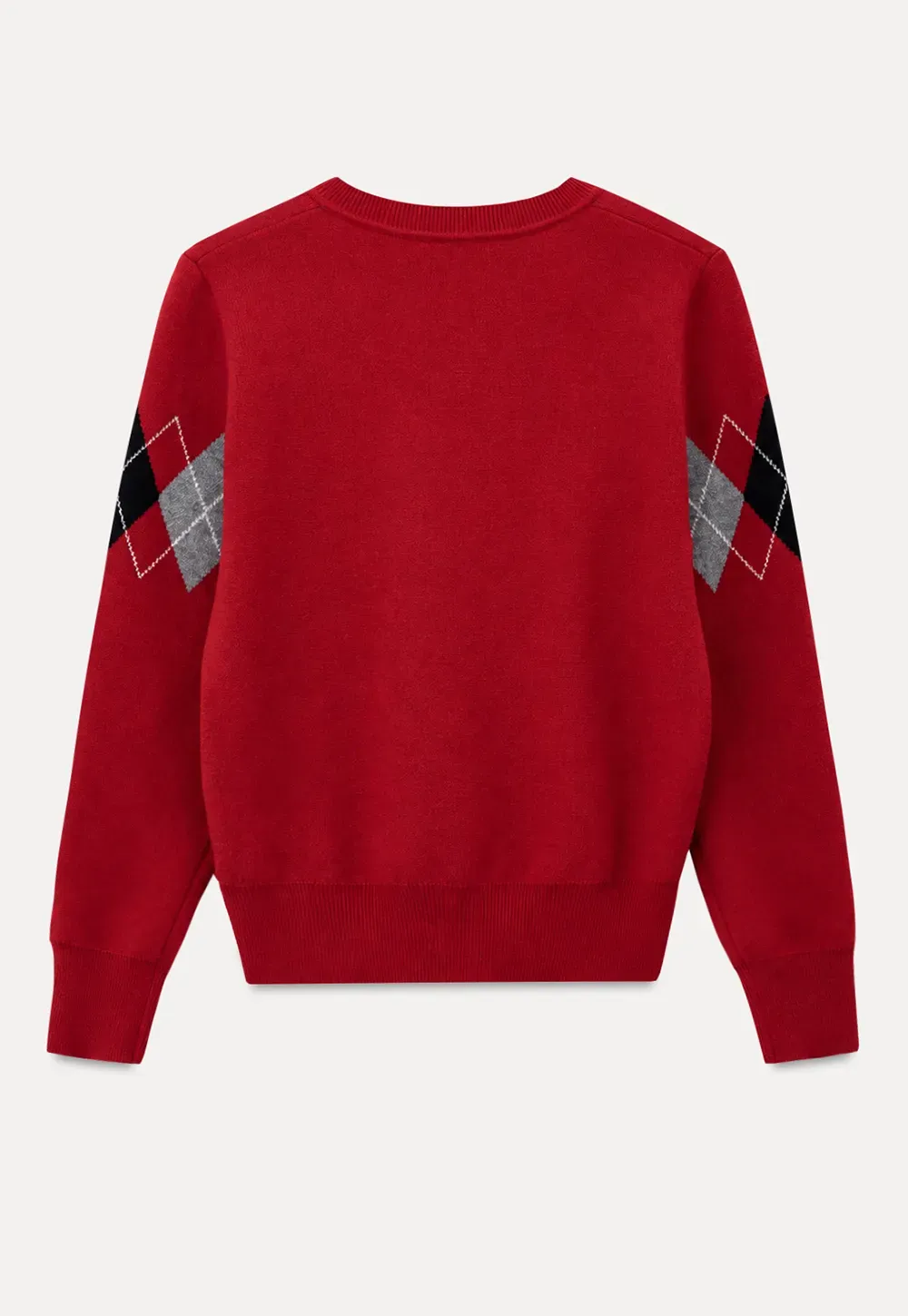 Argyle Pattern V Neck Wool Knit Sweater