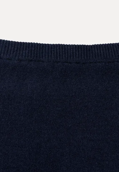 Contrast Collar Ribbed Knit Sweater and A Line Skirt